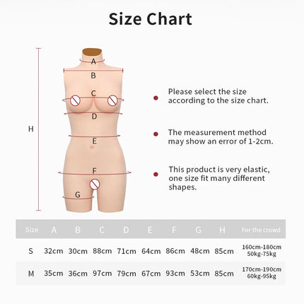 KUMIHO Fake Vagina Breast Form 2TH GEN Silicone Bodysuit D Cup Fake Boobs Silicon Body Transgender Crossdresser Cosplay Shemale