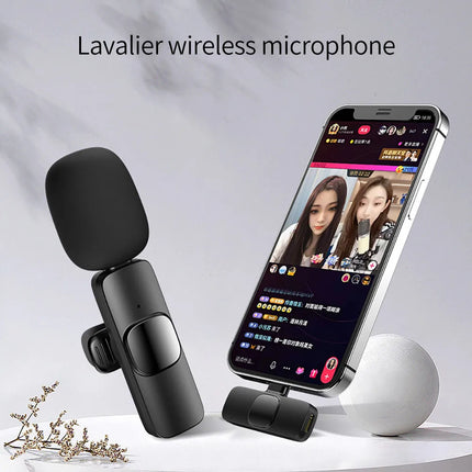 2.4G Wireless Lavalier Microphone Audio Video Recording Mini Mic For iPhone Android Live Broadcast Gaming Phone With Receiver