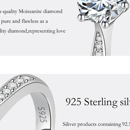 PERFANY 0.5-3CT Moissanite Ring For Women S925 Pure Silver Sparkling Engagement Ring Wedding High-end Jewelry