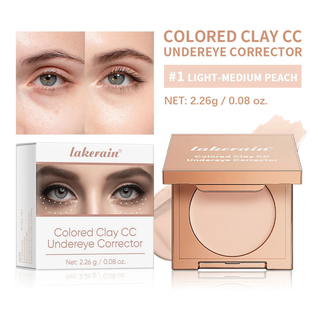 CC Full Colored Clay CC Undereye Corrector Matte Full Coverage Pressed Powder Foundation With Puff Applicator Waterproof Makeup