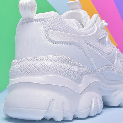 Women increase 6CM platform high heels Four seasons outdoor pure white sneakers Fashion exquisite accessories casual shoes women