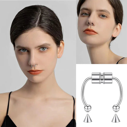 Stainless Steel Fake Piercing Nose Ring Hoop Septum Non Piercing Nose Clip Rock HipHoop Magnet Fashion Punk Women Nose Hoop Ring