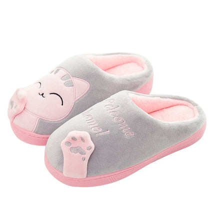 Women's Winter Home Slippers Cartoon Cat Shoes Soft Winter Warm Home Cotton Slippers Indoor Bedroom Couple Couple