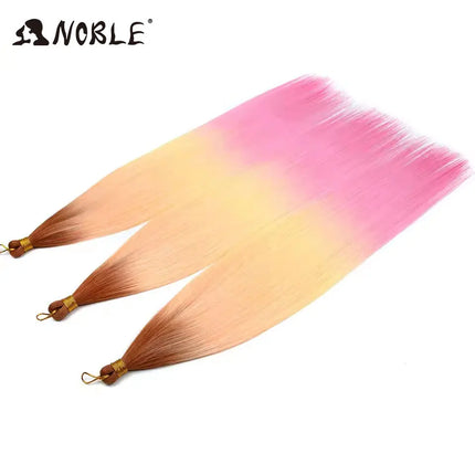 Noble Hair Ariel Straight Pony Hair Bundles Crochet Braids Hair Synthetic Braiding Hair Ombre Brown Soft Crochet Hair Extensions