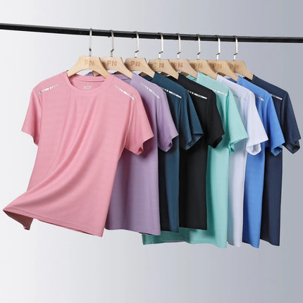 Women Reflective Running T-Shirt - High Elastic Breathable Quick-Dry Ice Silk Sport Top for Summer, Cool Short Sleeve Active Tee