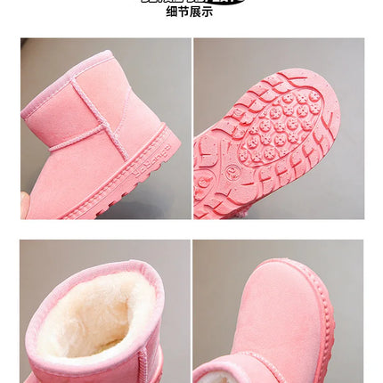 Children Snow Boots Winter Cute Warm Fashion Anti Slip Shoes Kids Boys Girls Leisure Thick Fur Platform Flat Short Boot Sneakers