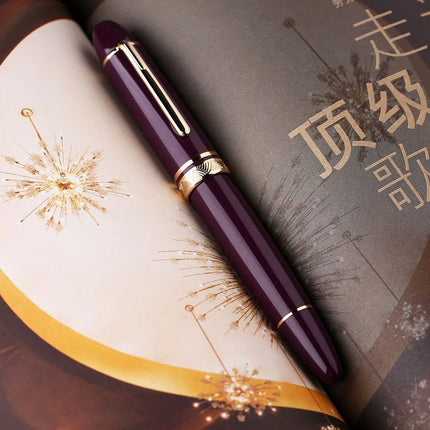 MAJOHN P140 Transparent Fountain Pen Sun Nib Metal Copper Piston Light Resin Body PK X159 9019 Stationery School Supplies