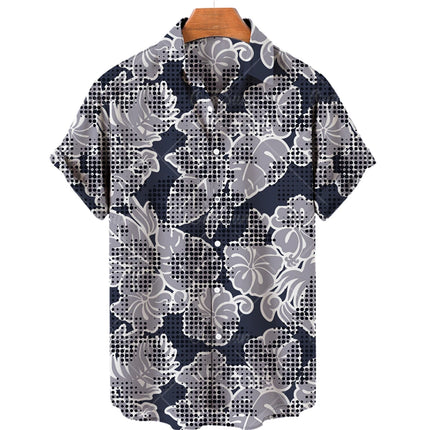 Men's casual shirt plant printed summer clothing Hawaiian short sleeved 2023 medieval vintage beach vacation top