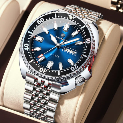 POEDAGAR Top Business Men Watch Date Week Waterproof Luminous Fashion Man Wristwatch Stainless Steel Casual Quartz Men's Watches