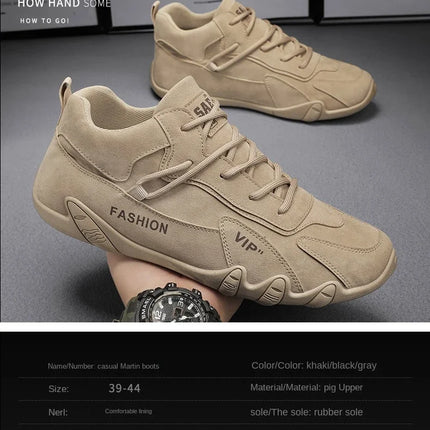 Ankle Boots For Men 2025 Spring Man Casual Sneakers Non Slip Khaki Work Mens Shoe Short Boots Loafers Lace Up Zapatillas Hombre