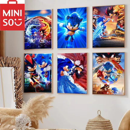 Sonic Hedgehog 5D Diamond Painting 30x40cm - DIY Wall Art Decoration / Peinture Diamant 5D Sonic 30x40cm - Déco Murale