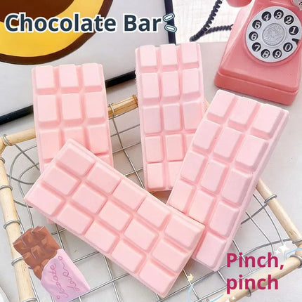 Pink Chocolate Bar Squishy Toy Slow Rising Soft Squeeze Stress Relief Fidget Toy For Kids Adults Anxiety Relief Fun Play