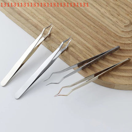 Anti Slip Stainless Steel Lash Extension Tweezers, Curved Tip, Straight Tweezers, High Precision Nail Art, Makeup Beauty Tools