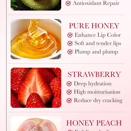 SADOER Avocado Moisturizing Lip Balm Honey Strawberry Anti Chap Lipstick Hydrating Repair Nourishing Lips Skin Care Products