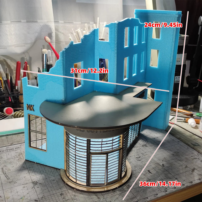 Assembly Architectural Miniature Building Architecture Ruined German Bank Urban Ruins House Diorama Scale Model Kit 1/35
