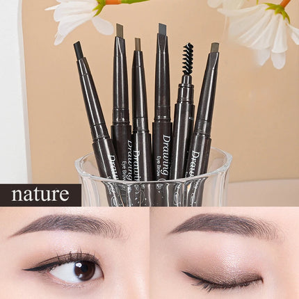 Double Ended Eyebrow Pencil Rotatable Triangle Eye Brow Pen Sweatproof Waterproof Smooth Lasting Beauty With Brush Makeup Tool