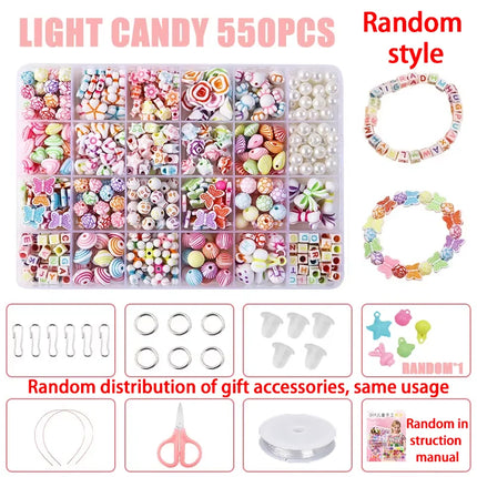 DIY Handmade Beaded Children's Toy Creative Loose Spacer Beads Crafts Making Bracelet Necklace Jewelry Kit Girl Toy Gift