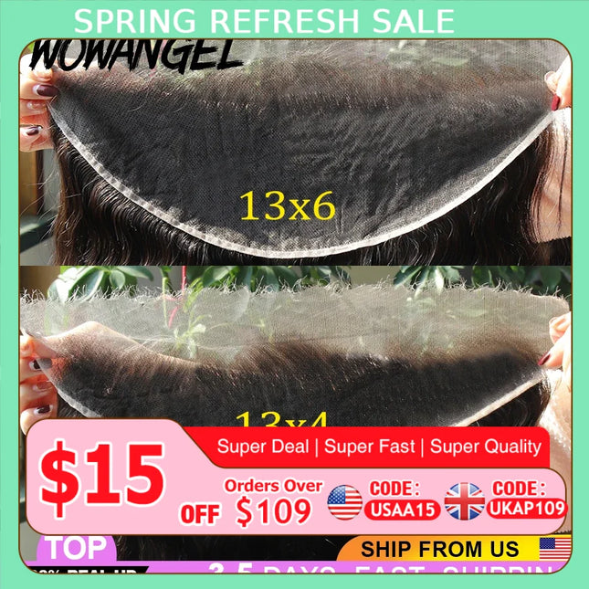 Wow Angel Body Wave 13x4/13x6 HD Lace Full Frontal Human Hair Melt Skins Invisible HD Tranparent Lace Frontal Only Virgin Hair
