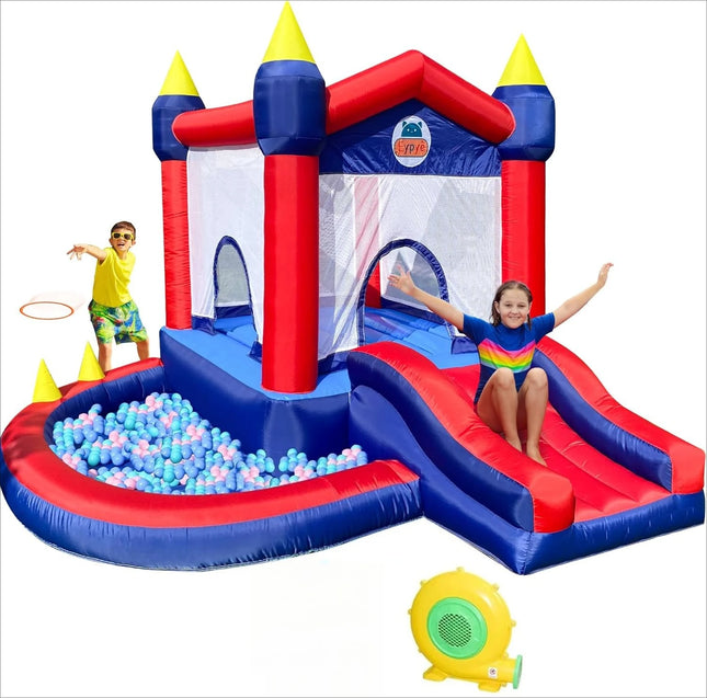 Outdoor & Indoor Mini Inflatable Bounce House with Blower Toddler Castle Kids Bouncy House with Slide air Blowe Birthday Party Gift
