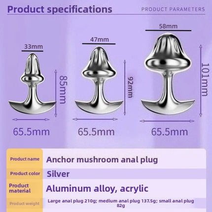 New Mushroom Anal Plug 33/48/58mm Metal Butt Plug Sphincter Training Anal Dilator Prostate Massager Sex Toys