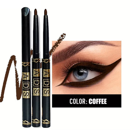 3Pcs Waterproof & Sweat-Proof Black Eyeliner Pencil - Long-LastingSmudge-Proof for Bold Eye Makeup, Easy Glide Formula for Perfe