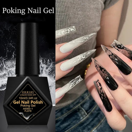 10ml Poking Nail Gel White Black Lace Nail Polish and Special Clear Base Gel 3D Painting Gel Varnish for Nail Art Decorations
