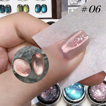 1-6PCS Popular Winter Internet Celebrity Hot-selling Northern Lights Cat Eye Magnet Gel Nail Polish Nail Art Nail Supplies