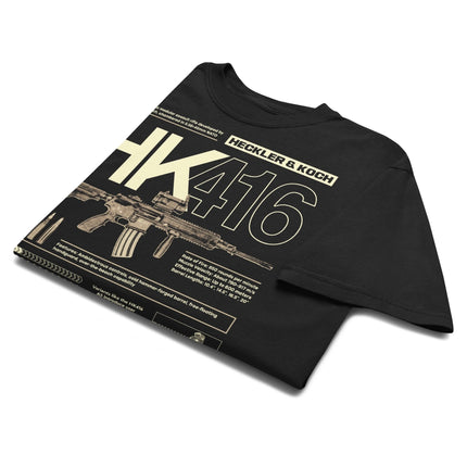 Men's Graphic HK416 T-Shirt 100% Cotton Sweat Wicking Breathable High QualityTactical Short Sleeves Casual Tee for Easy Movement