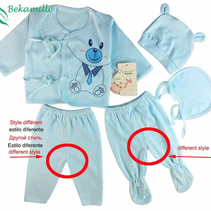 Newborn Baby Sets (5pcs/set) Soft Clothing Cotton Fashion Boys Girls Suits