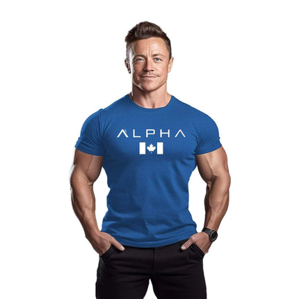 Men's Fitness Sport T-shirt Breathable Slimming Summer Trendy Brand Printed Casual Cotton round Neck Short Sleeve T-shirt