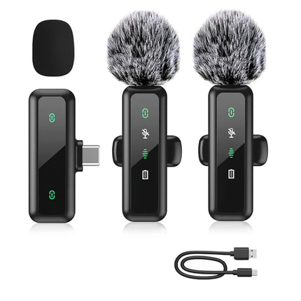 Wireless Lavalier Microphone with Noise Reduction for iPhone Android Phone/Laptop Live Vlog YouTube TikTok Audio Video Recording