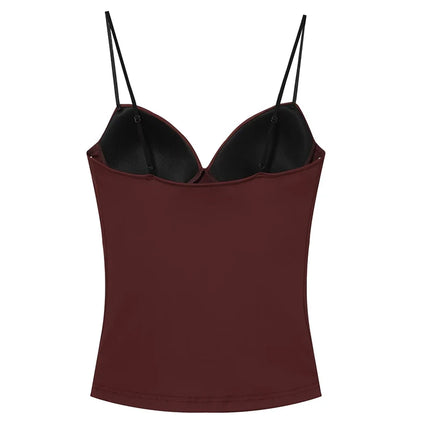 HXAO Sleeveless Slip Top Women Corset Crop Tops Woman Party Bustier Gray Brown Black Top Female Backless Sexy Camisole Bra Top