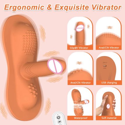 Cushion Style Female Dildo Vibrator Remote Control 10 Modes Clitoral Anal G-Spot Stimulator Female Masturbator Sex Toy for Woman