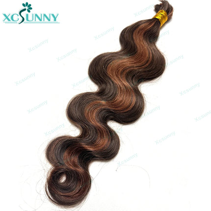 Color 4 30 Bulk Human Hair For Boho Braids Knotless Body Wave Bulk Human Hair For Braiding Invisable Knots Double Drawn
