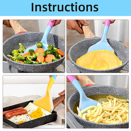 Silicone Spatula Cooking Utensils Beef Meat Egg Kitchen Scraper Wide Pizza Cooking Tools Shovel Non-stick Spatula Color Randomly