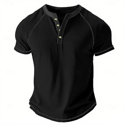 Retro Men's Button-Down T-Shirt Minimalist Print T-Shirt Loose-Fit Casual Summer Polo Shirt Stylish Streetwear Men's Top