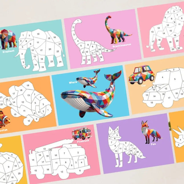 Paper 3D Geometric Sticker Books Educational Toys Montessori DIY Paste Material Kit Cartoon Handmade Animals Sticker Book