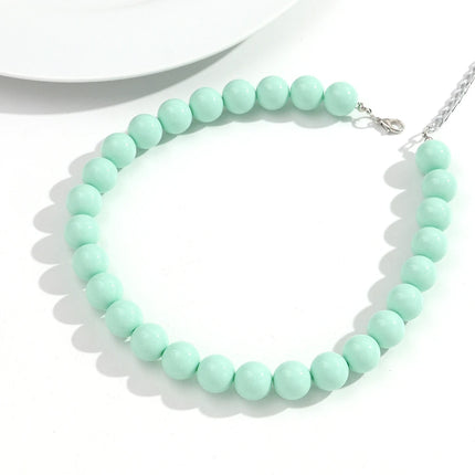 Boho Colorful Acrylic Big Ball Bead Chain Necklace Trendy Handmade Round Choker Necklaces for Women Man Statement Jewelry Gift