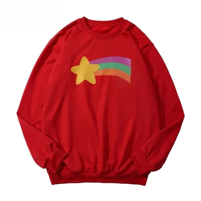 Cartoon Star and Rainbow Creative Printing Autumn and Winter Hoodie Women's Long Sleeved Casual Fashion Hoodie Women's Clothing