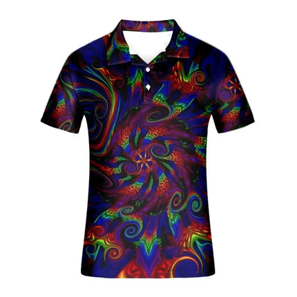 Summer POLO Short Sleeved 3D Digital Printing with Various Patterns  Artistic Abstraction European and American Trends