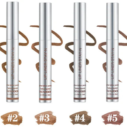 6-Color Lip Liner Pen   Peel-Off Lip Gloss   Waterproof Long-Lasting Matte Brown Peel-Off Lip Gloss Cosmetics