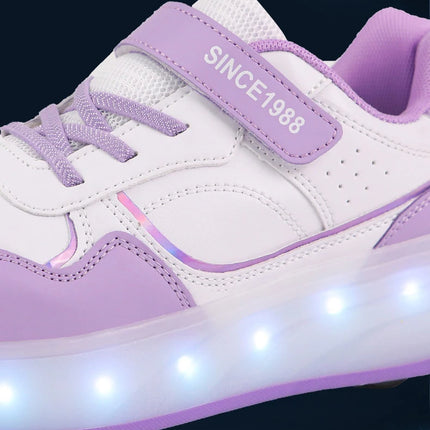 Roller Skate Shoes Kids Boys Girls Flashing Light 4 Wheel Roller Shoes Led Light Luminous Sneakers Outdoor Casual Shoes Children