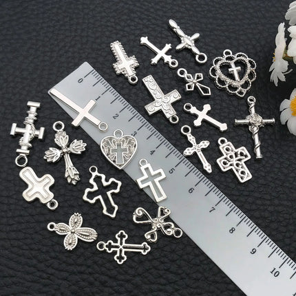 20/100 Styles Antique Silver Crosses - Perfect for Handmade Jewelry like Necklaces, Bracelets & Earrings"