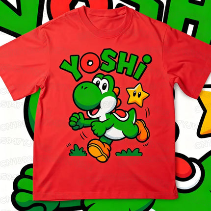 Boys Girls Family Kids T-shirt Tops Summer Cartoon Yoshi Men's Women's Short Sleeve T-shirt Tops