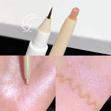 Double Head Matte Pink Lying Silkworm Pen Waterproof Lasting Brightening Glitter Natural Eyeshadow Pen Korean Makeup Cosmetic ﻿