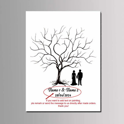 Engagement Events Party Favor Wedding Tree Canvas Painting Guest Fingerprint Signature Book Customized Lover Anniversary Gift