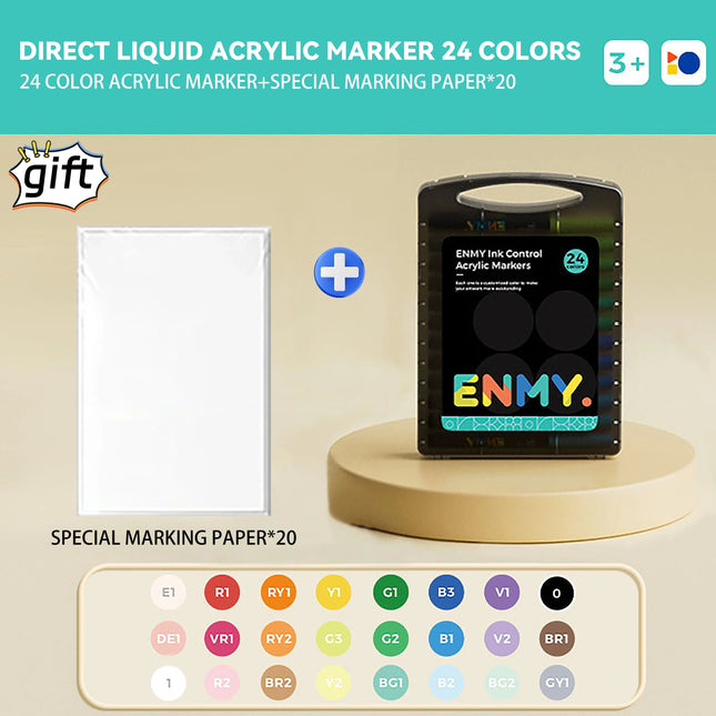 enmy Black box Direct Liquid acrylic markers with paper 24-80 colors soft head colorful painting pen DIY Paint Marker