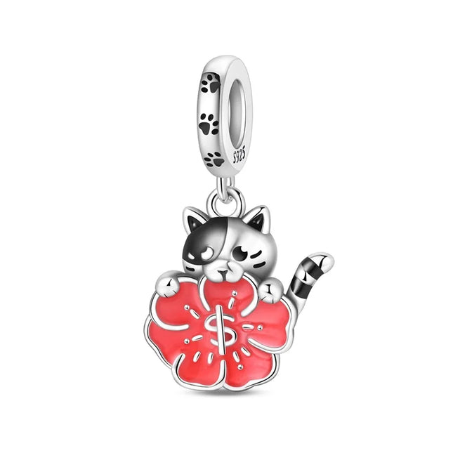 Lucky 925 Sterling Silver Money Tree Lucky Cat God of Wealth Dollar Treasure Charm Fit DIY Bracelet Necklace Good Luck Wish Gift
