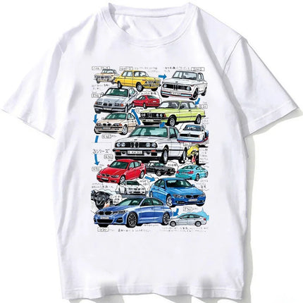 Retro Germany EUDM - E34 M5 Tshirts Summer Men Short Sleeve Old Legend E30 M3 Classic Car T-Shirt Boy Casual Tops Man White Tees