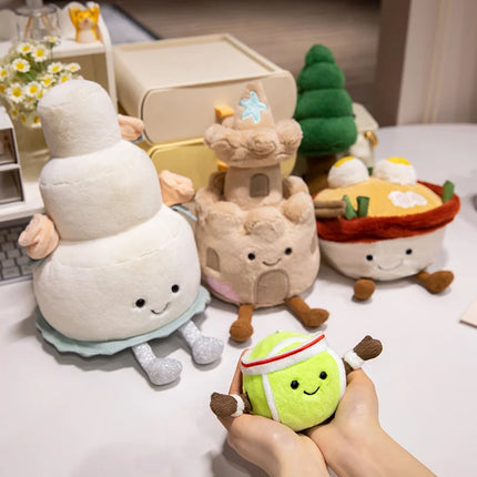 Ins Hot Sale Cute Funny Cake Tree Noodles Ball Shape Plush Toys Stuffed Cute Snack Party Wedding Decor Special Gift For Kids